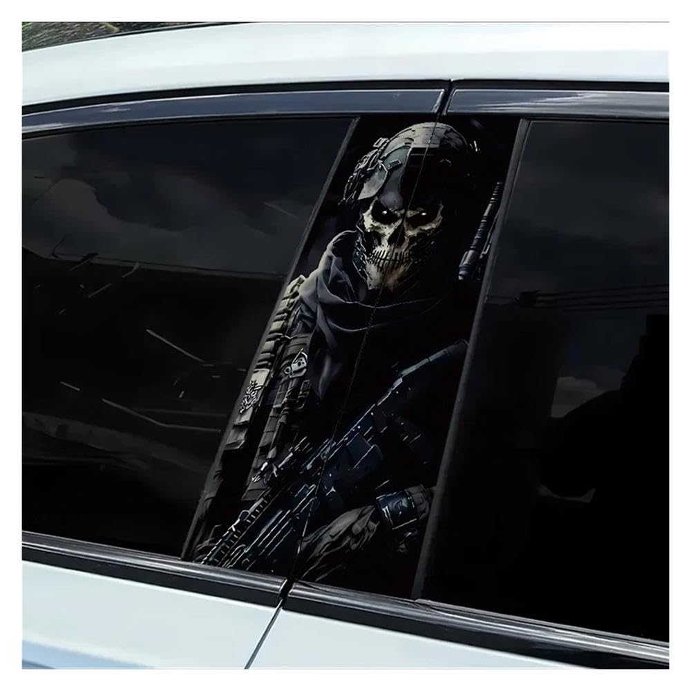 Decorative Items 2pcs Car Window Pillar Stickers Skeleton Warrior Vinyl Protective Film