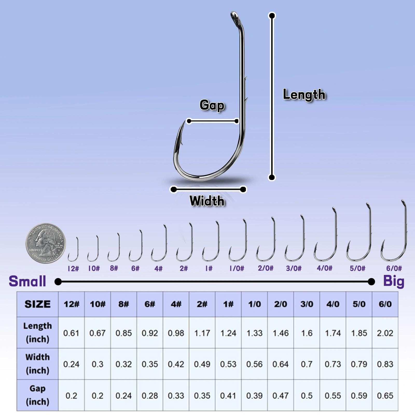 Natufish Baitholder - Ganci da pesca per esche da pesca, offset/doppio spinato/gambo lungo/occhio verso il basso, per esche vive morbide in acqua salata, 50 pezzi