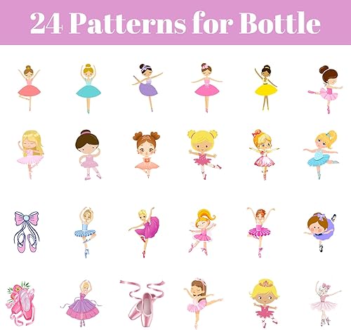 Miniatura 2 de Botellas de agua personalizadas de bailarina de regalo para niños, 20 onzas con nombre y pajita, tazas de acero inoxidable aisladas de acero