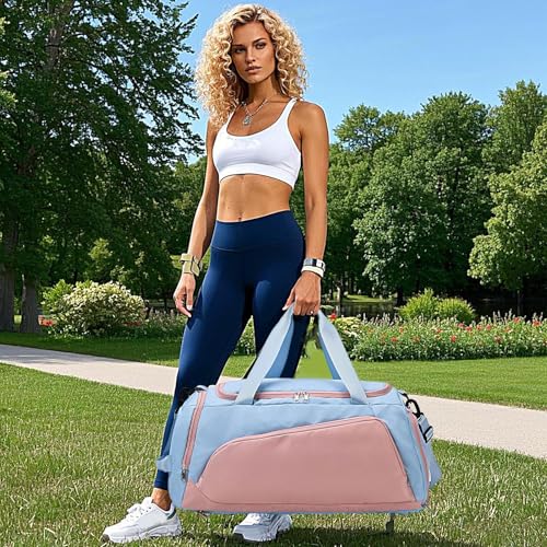 Sac de sport bleu imperméable multifonction avec poche chaussures - 2