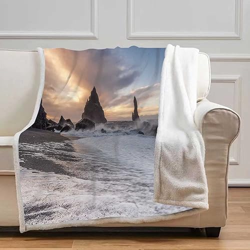 Miniatura 9 de Cobijas Calientes para Invierno Beach View - Manta de sofá para fotografía de playa, acogedora decoración de habitación para dormitorio, artículos