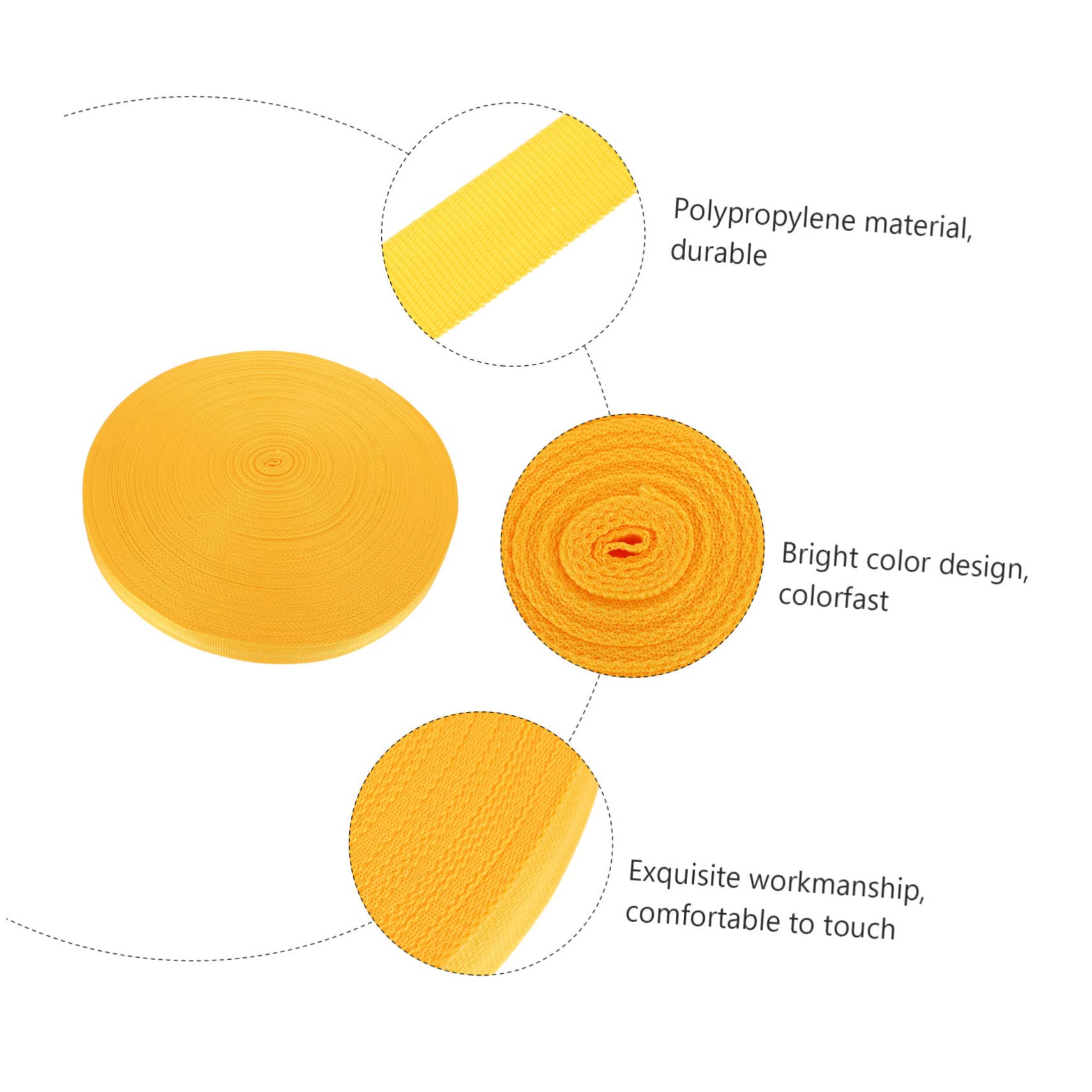 TOPPERFUN 100ft Pp Webbing Strap for DIY 25mm Width Yellow Sturdy Comfortable for Crafts Decorations