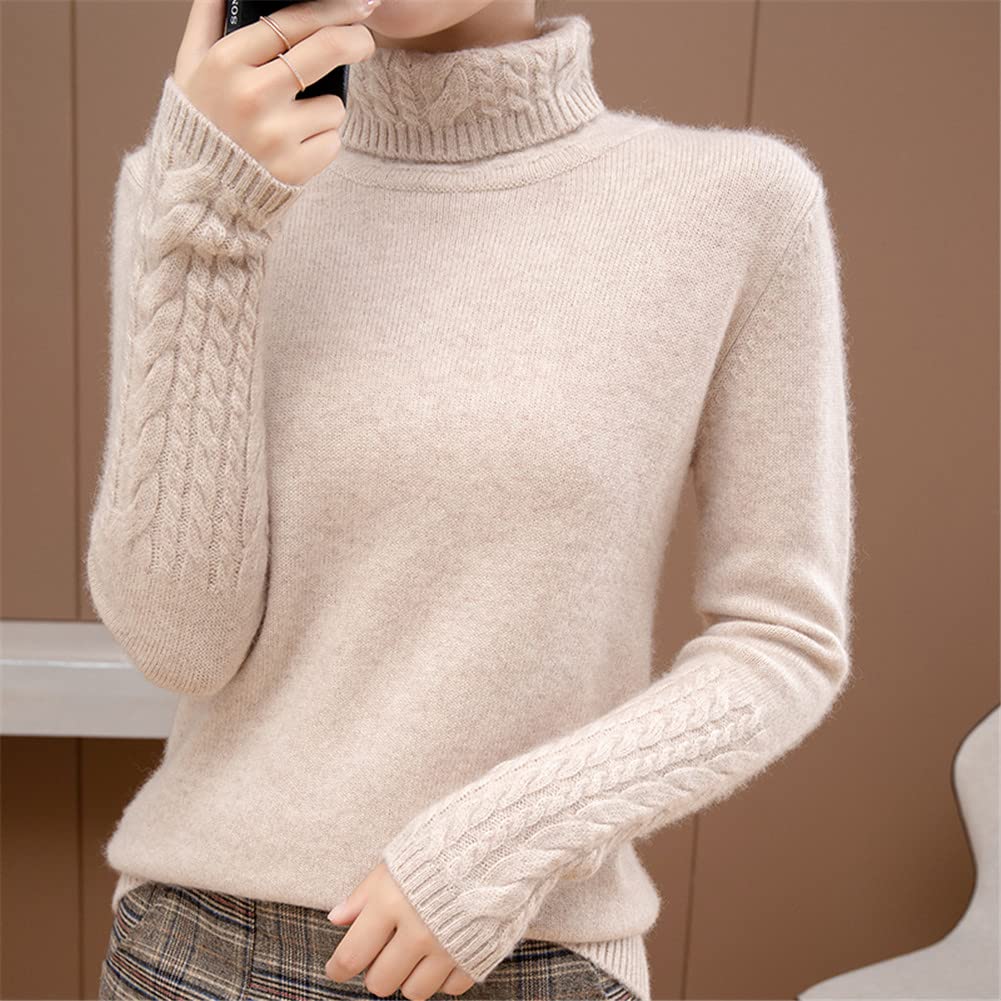 100% Kaschmir Pullover Damen Rollkragen Pullover Sweater Knopf Solide Strickpullover Tops
