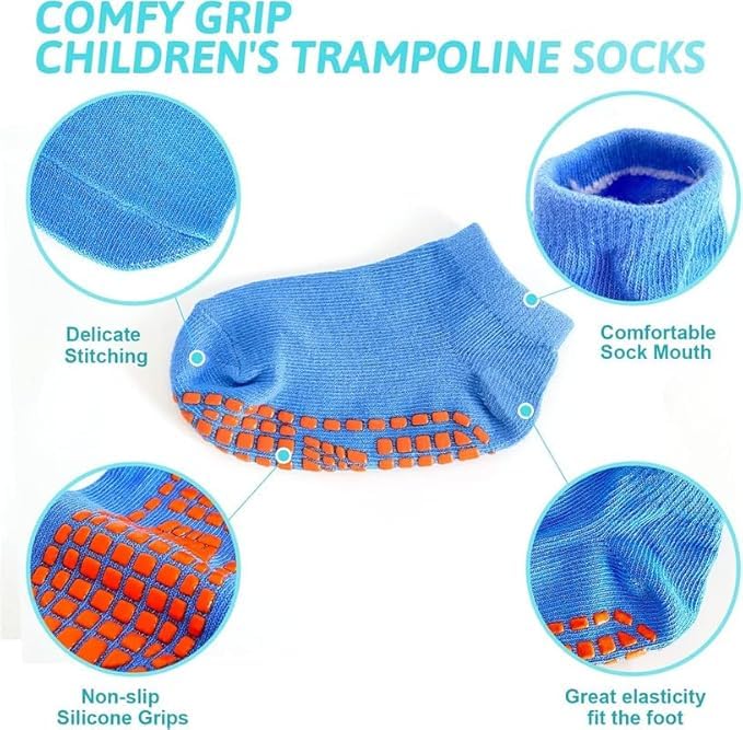 TENDSY Non-Slip Grip Socks for Kids, 6 Pairs, Multi-Colour, Trampoline and Yoga Socks with Silicone Grips (IN, Age, 8 Years, 11 Years) - Image 2 thumbnail
