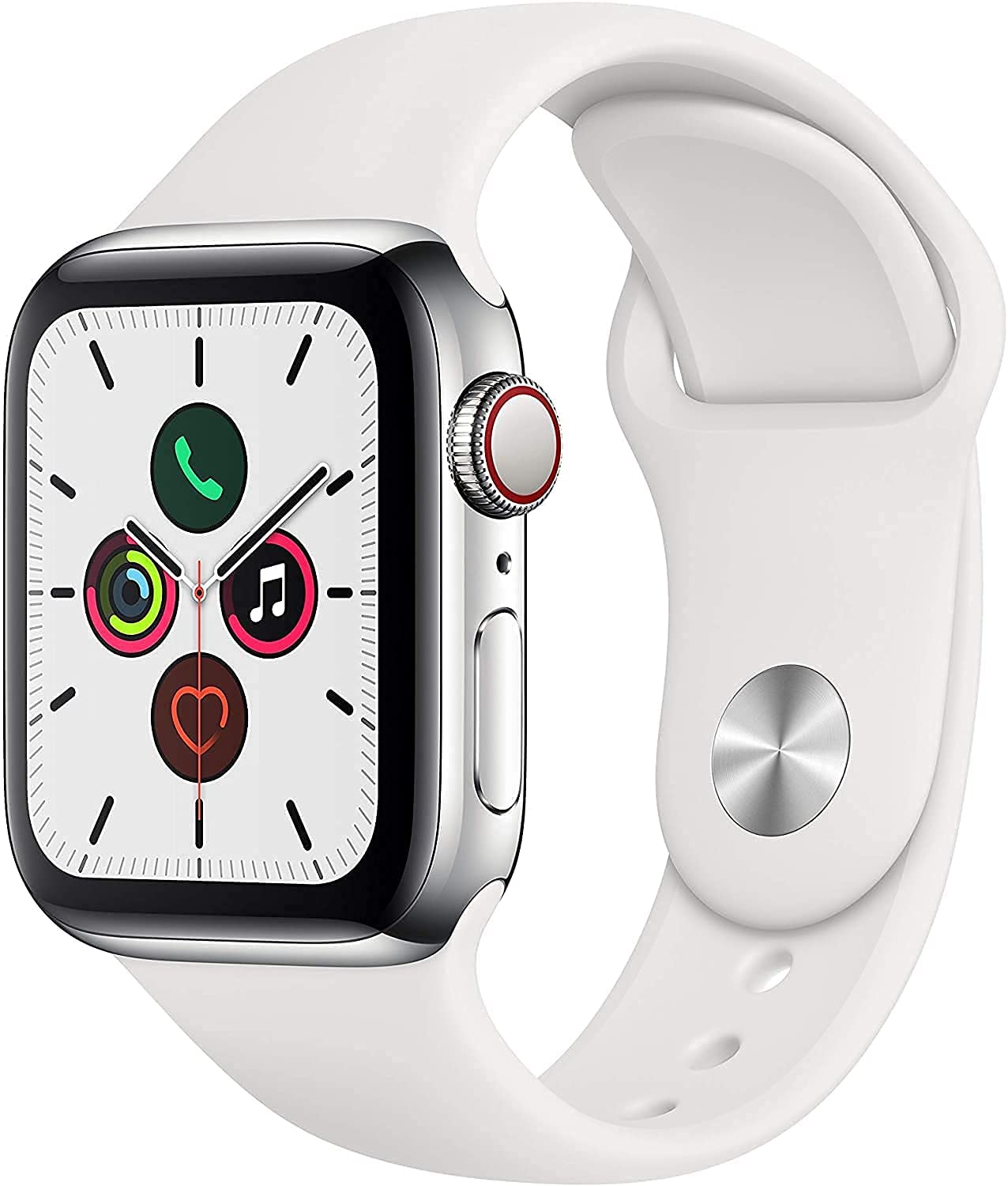 Apple Watch Series 5 GPS + Cellular - 44mm Stainless Steel Case with White  Sport Band (Renewed): Smartwatches: Amazon.com.au