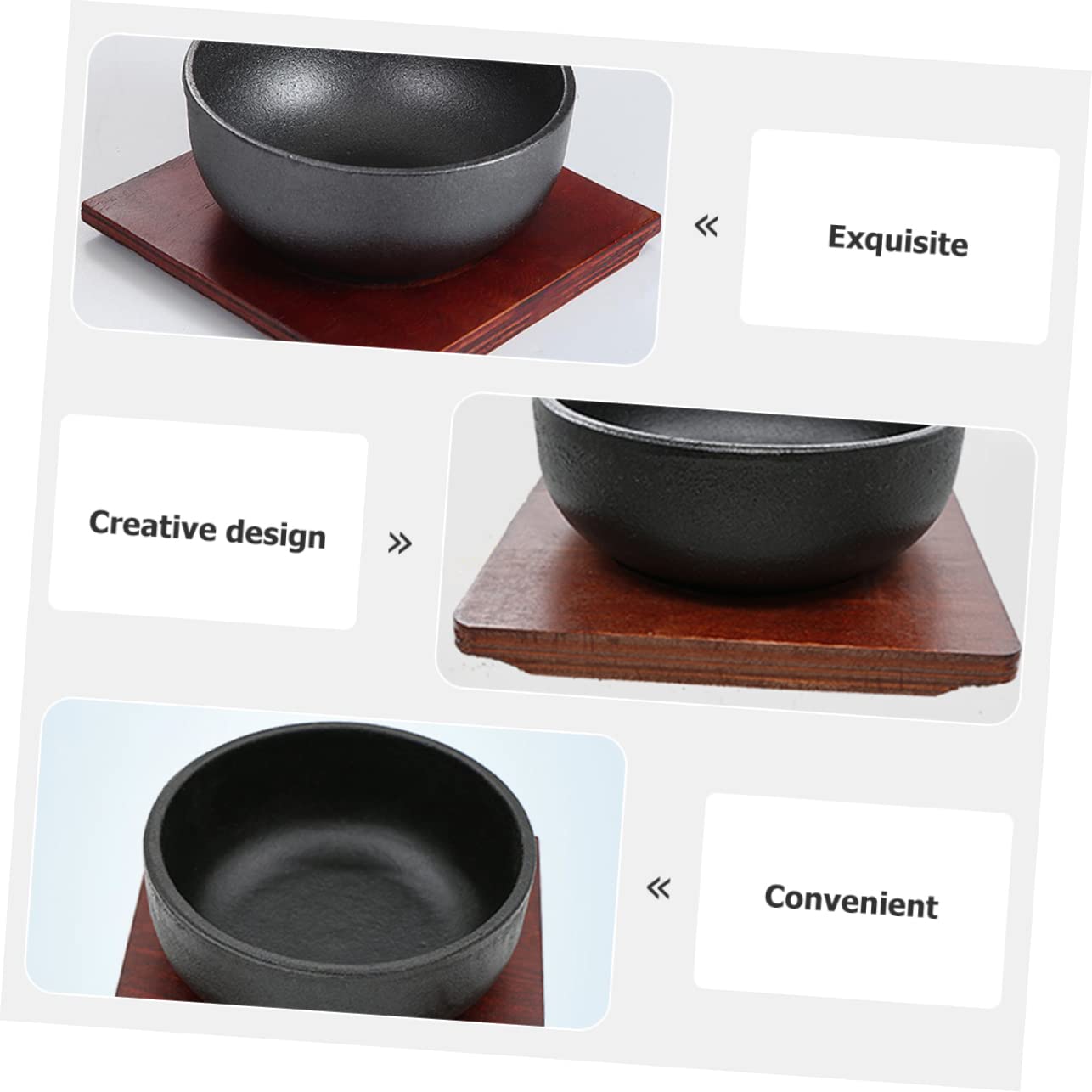 CIYODO 1 Set Cast Iron Bibimbap Bowl Korean Dolsot Pot for Authentic Cuisine Reusable Food Bowl for Home Restaurant and Gatherings Lightweight and Stackable for Easy Storage