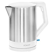 Bollitore elettrico – Bollitore elettrico – Bollitore in acciaio – Bomann WKS 3002 CB Bollitore 1,5 litri Acciaio inox, Bianco – Base ruotabile a 360° – Spegnimento automatico