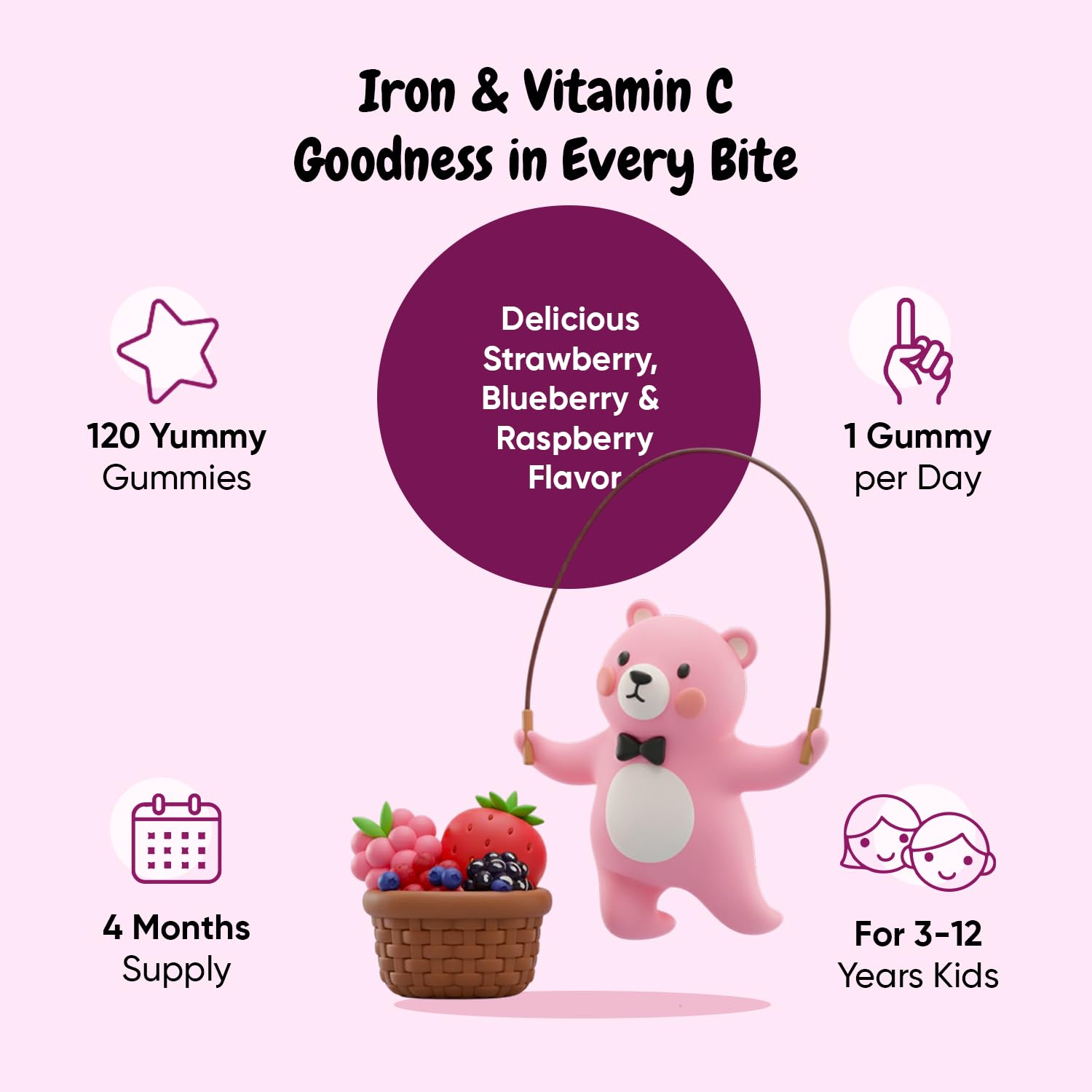 maxmedix Kids Iron with Vitamin C Gummies |120 Count, 4 Month Supply, Vegan — Amazon image 7