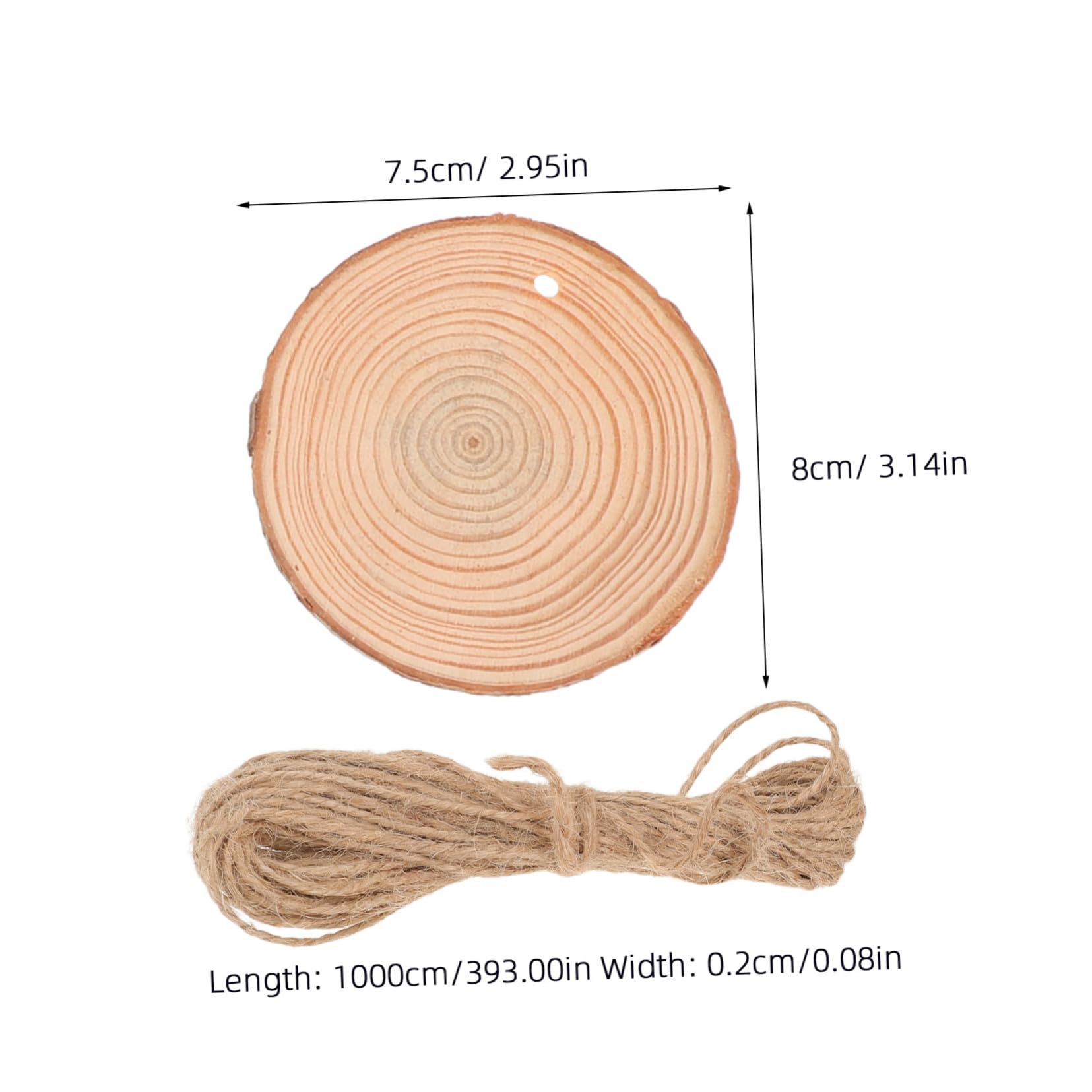Hohopeti 30 Stk. Teiliges Unbehandelte Runde Holzscheiben aus Robustem Kiefernholz mit Jute Baumwollfaden Vielseitig für DIY Bastelprojekte Weihnachtsdekoration Hochzeits Wohnaccessoires