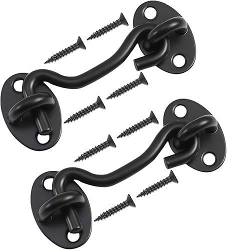 Rainspire Paquete de 2 ganchos de privacidad de 4 pulgadas para puerta de granero, pestillo de puerta de granero, cerradura de puerta de granero,