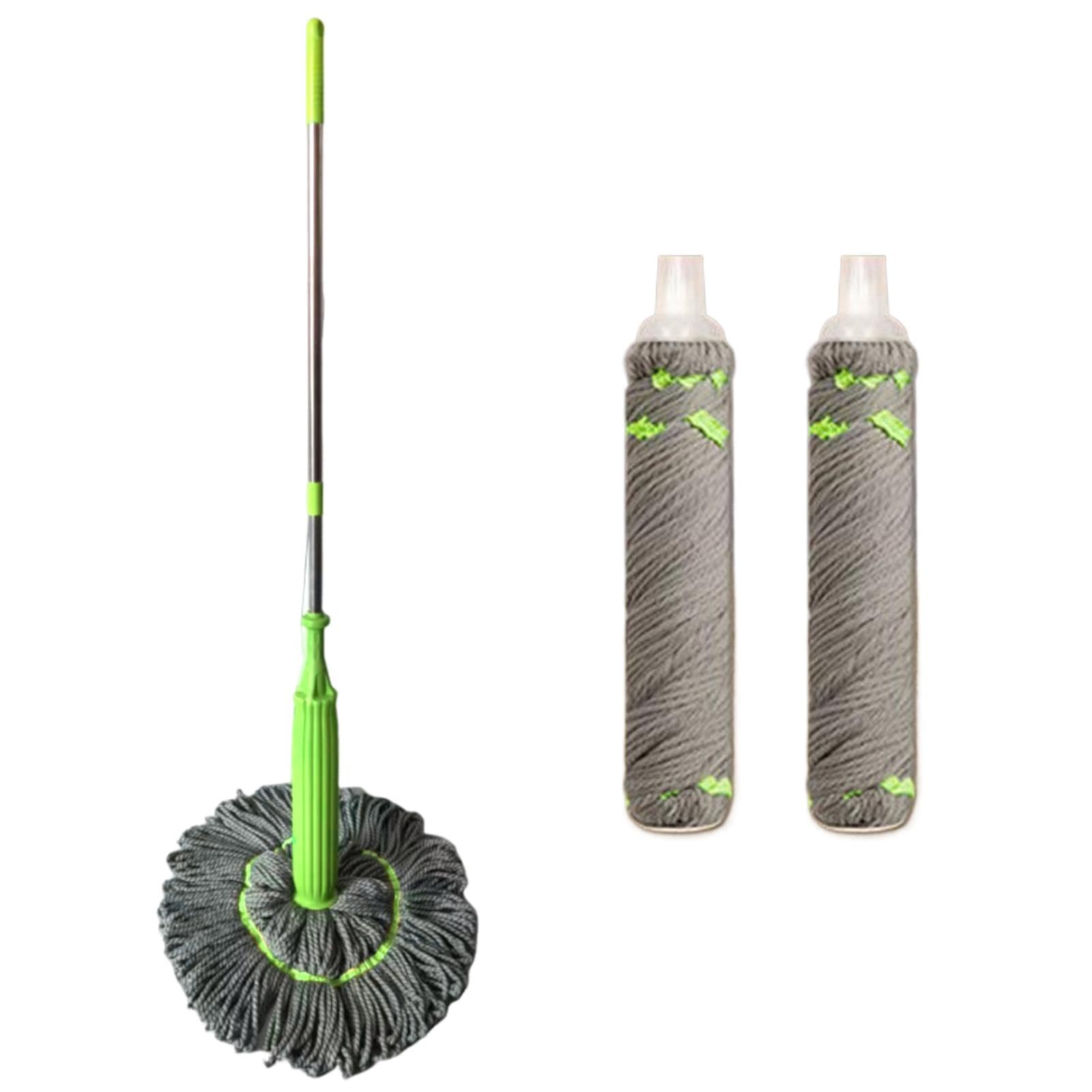 Mopa de microfibra – Fregona giratoria para el hogar, de limpieza de | suelos húmedos y secos con cabezales de recambio para suelos de cemento y madera, largo