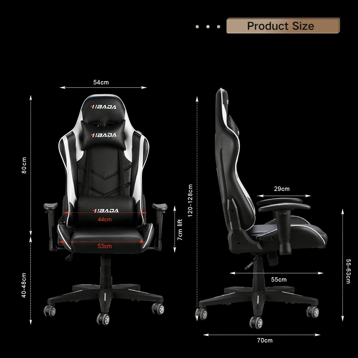 Hbada Gaming Chair Racing Style Ergonomic High Back Computer Chair with