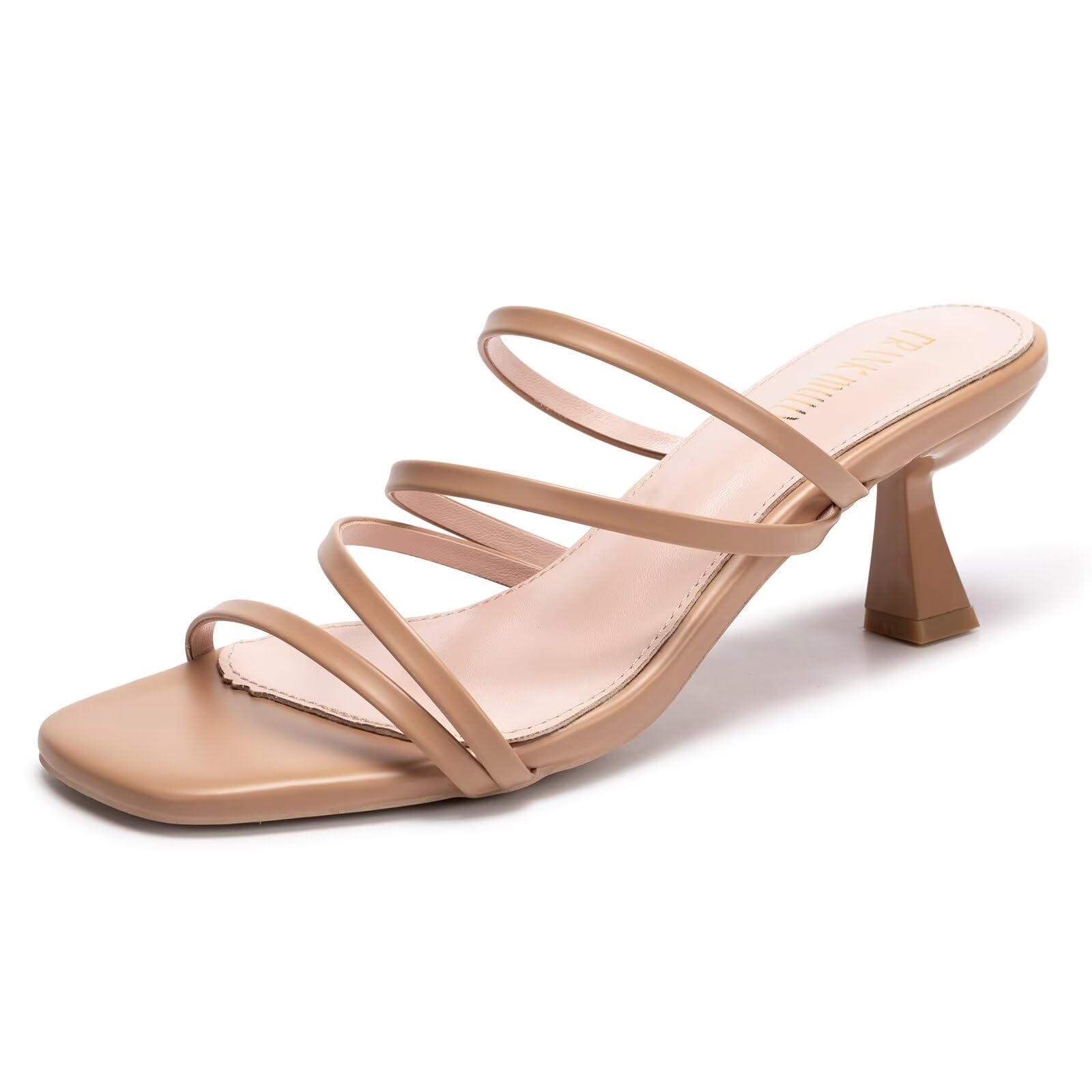 Frank Mully Women's Strappy Heels Comfortable Kitten-Heels Sandals Square Open Toe Cute Wedding Party Evening Prom Dress Pump Sandals Shoes