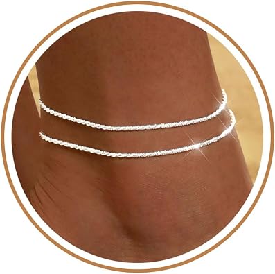 FUNEIA Gold Silver Ankle Bracelets for Women Waterproof Anklet Non Tarnish
