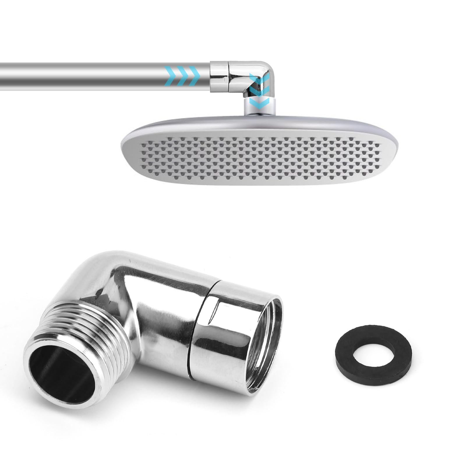 HENGBIRD Słuchawka prysznicowa adapter 90 stopni z uszczelką, przegub głowicy prysznicowej, deszczownica, adapter do węża prysznicowego 1/2 cala, miedziana złączka kątowa do przyłącza filtra