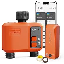 Bew sserungscomputer WLAN 2 Ausg nge mit 300 Meter RF Starke Wanddurchdringung Smarte Bew sserungsuhr mit APP & Alexa Sprache Automatische Bew sserungssystem Regenverz gerung f r Garten