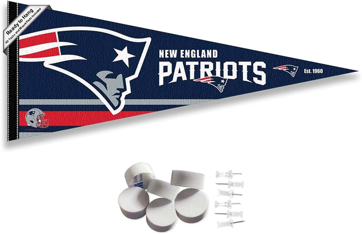New England Patriots Pennant Banner and Wall Tack Pads
