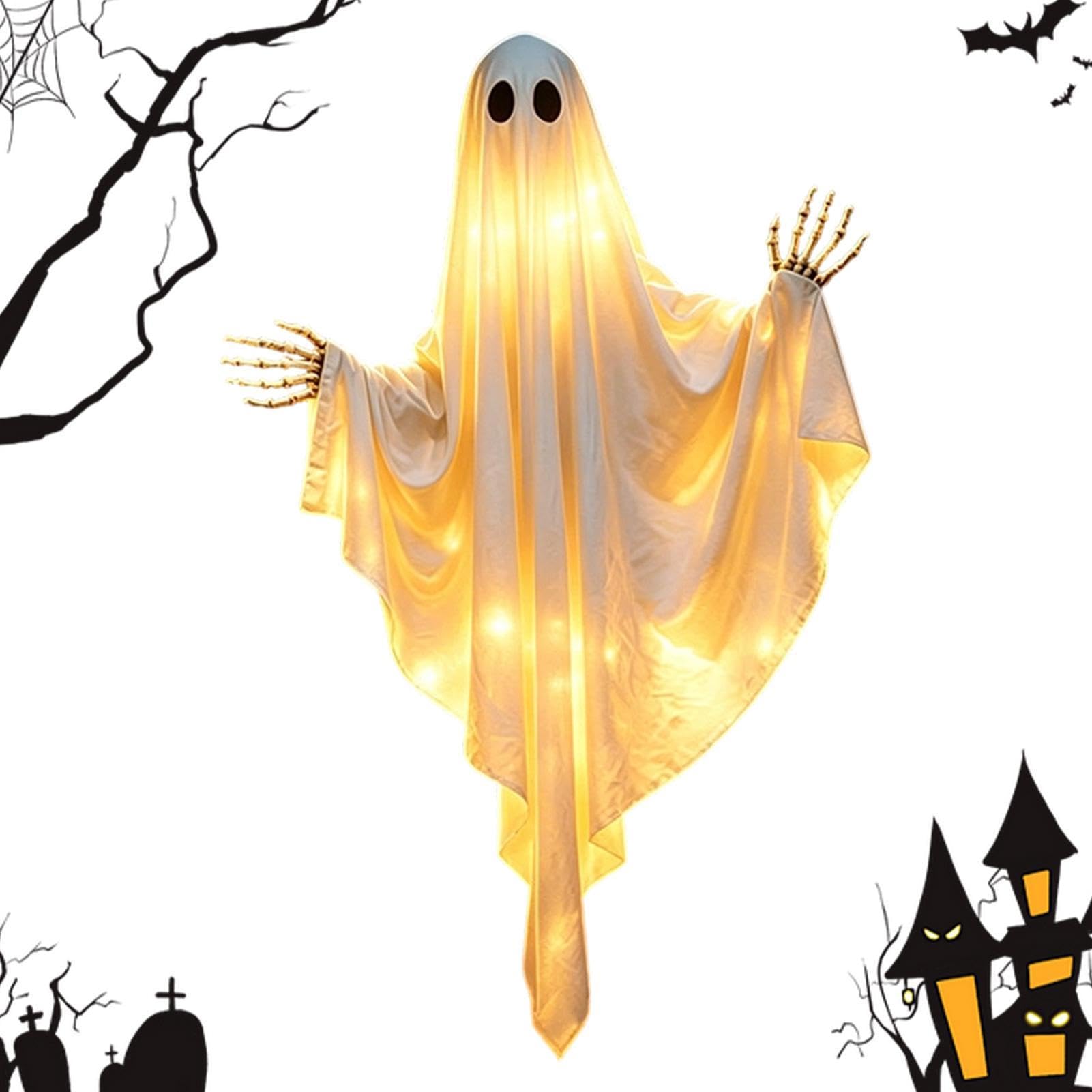 Fantôme d'Halloween en tissu pour décoration extérieure et grand accessoire photo de jardin