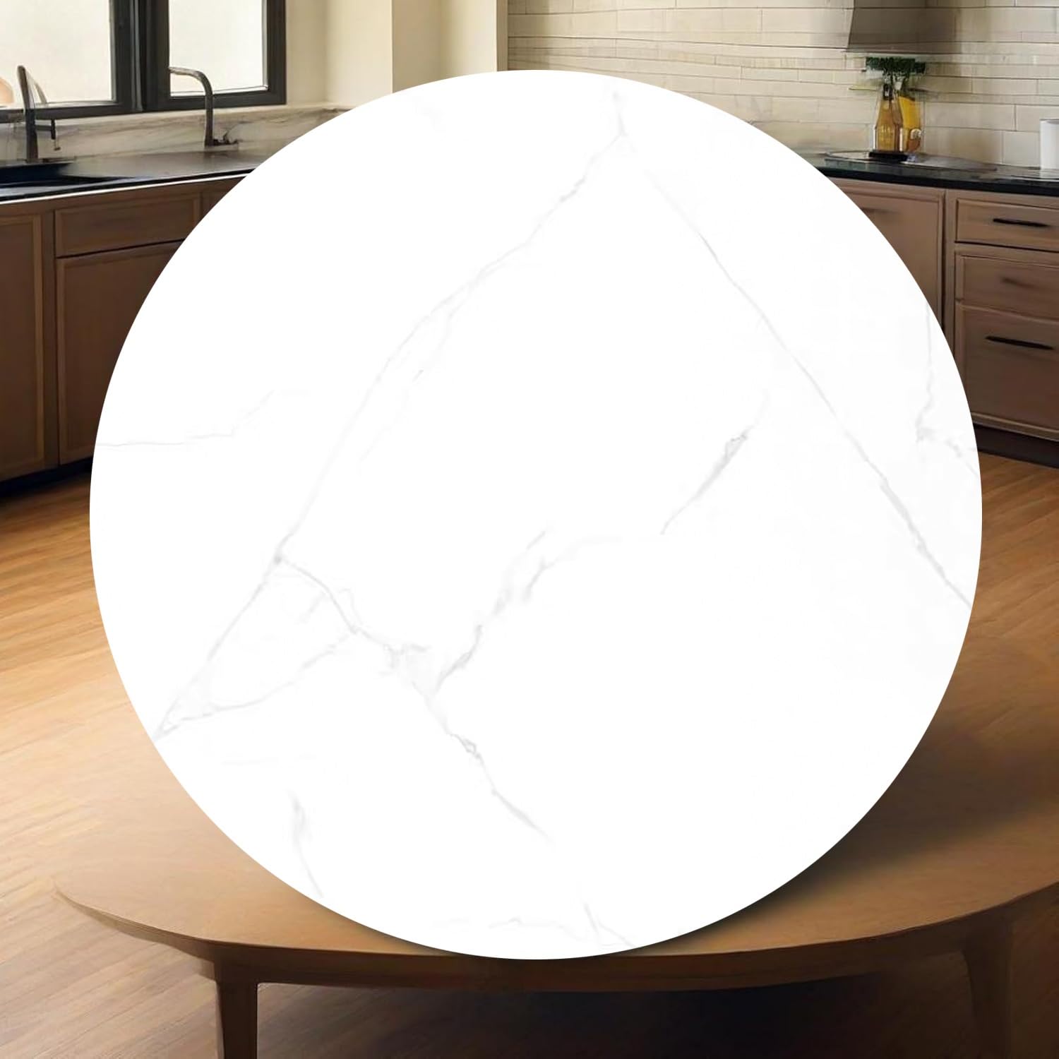 Rotondo Piatto Girevole in Ardesia, Large Lazy Susan Vassoio da Portata 60 70 80 90 100 cm, Grande Centrotavola Piatto da Portata(Glossy Gray White,28"/70cm)