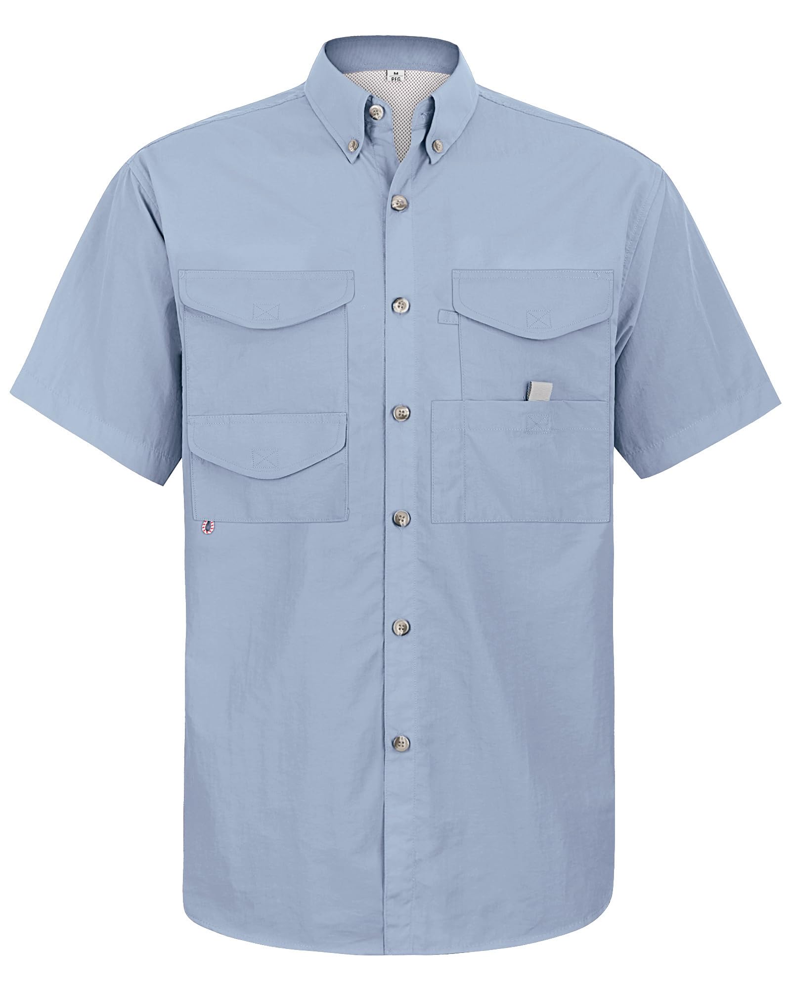 Alimens &amp; Gentle Short Sleeve Fishing Shirt Wicking Fabric Sun Protection Casual Button Down Shirts