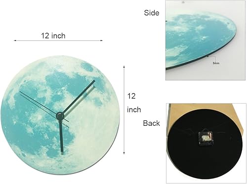Miniatura 8 de Hogar brillante moderno arte luminoso reloj Luna Luna DIY analógico reloj de pared para decoración de habitaciones (azul)