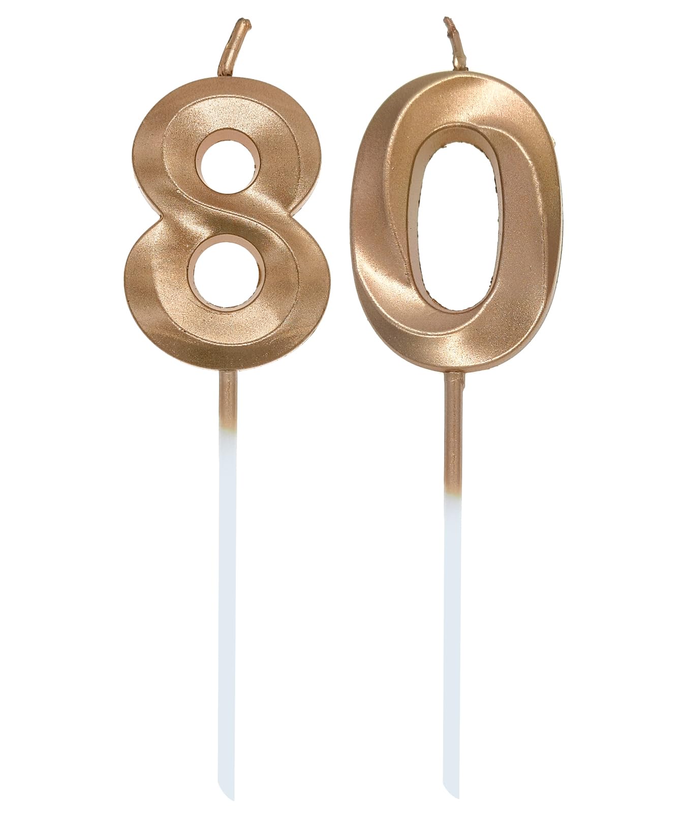 Lahviuu Champagne 80Th Birthday Candles For Cake – Number Candle – Birthday Cake Topper For 80 Years Old Celebration – Anniversary Wedding Party Supplies Decorations