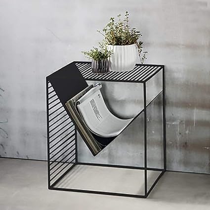 Indian Decor. 2102 Magazine Racks Creative Newspaper Rack Simple Metal Wrought Iron Home Multi-Function Rack Storage Shelf Bedside Table - Black