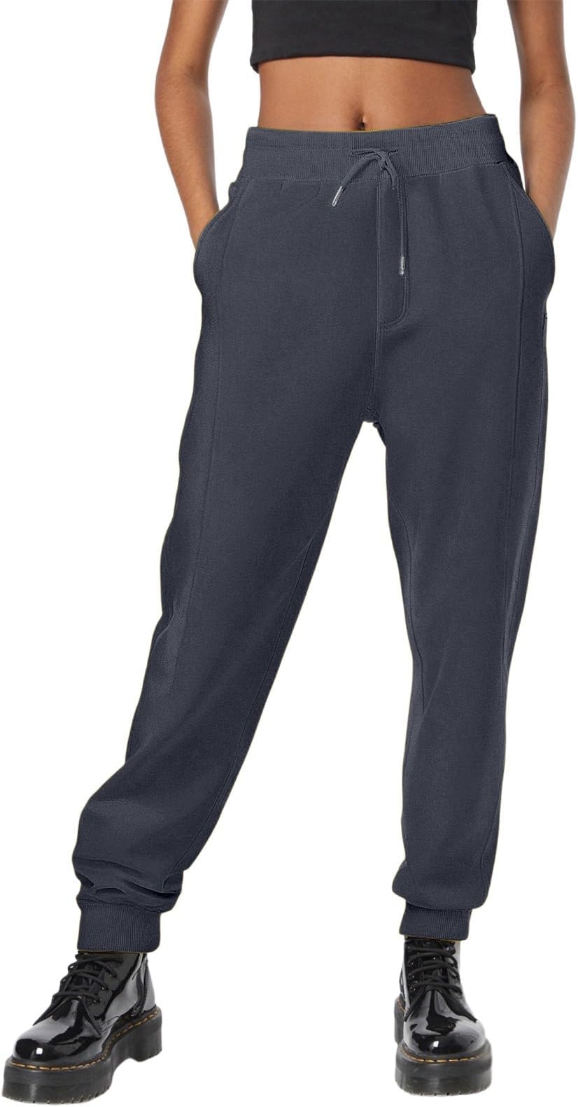Women's Joggers Sweatpants Casual Baggy Drawstring Elasticated High Waist Athletic Tracksuit Bottoms with Pockets Solid Wide Leg Comfortable Running Gym Workout Jogging Pants