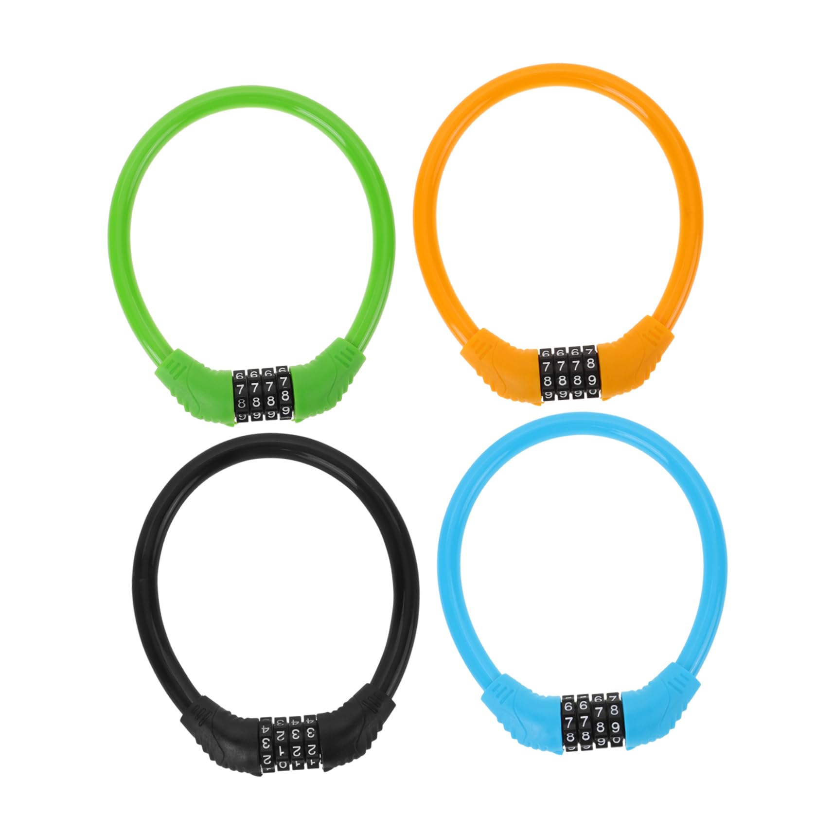 Garneck 4 Pack Bike Locks Sturdy Cable Bike Locks Combination for Helmets Black Blue Green Orange