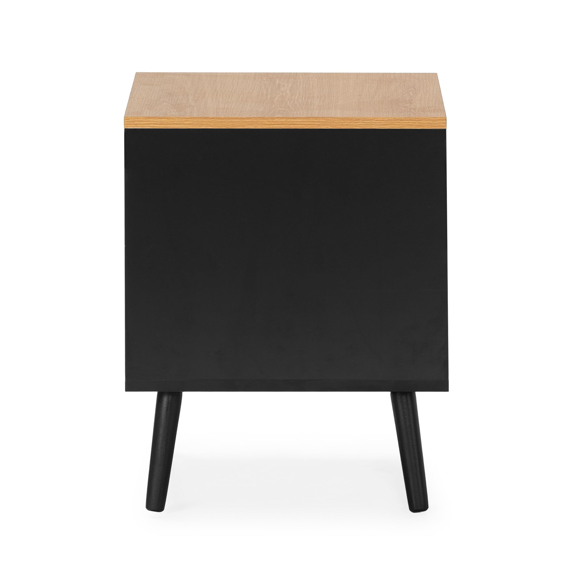 HOMN LIVING Mesita de Noche Desi 2 cajones Color Negro, 45 cm (Ancho) 40 cm (Profundo) 50 cm (Altura)