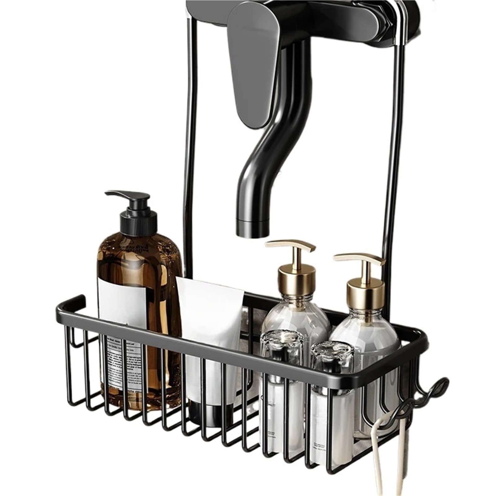 Mensola doccia Comodo portawater senza installazione di foratura, cestello portaoggetti da bagno for doccia e prodotti per Casa(Grey)
