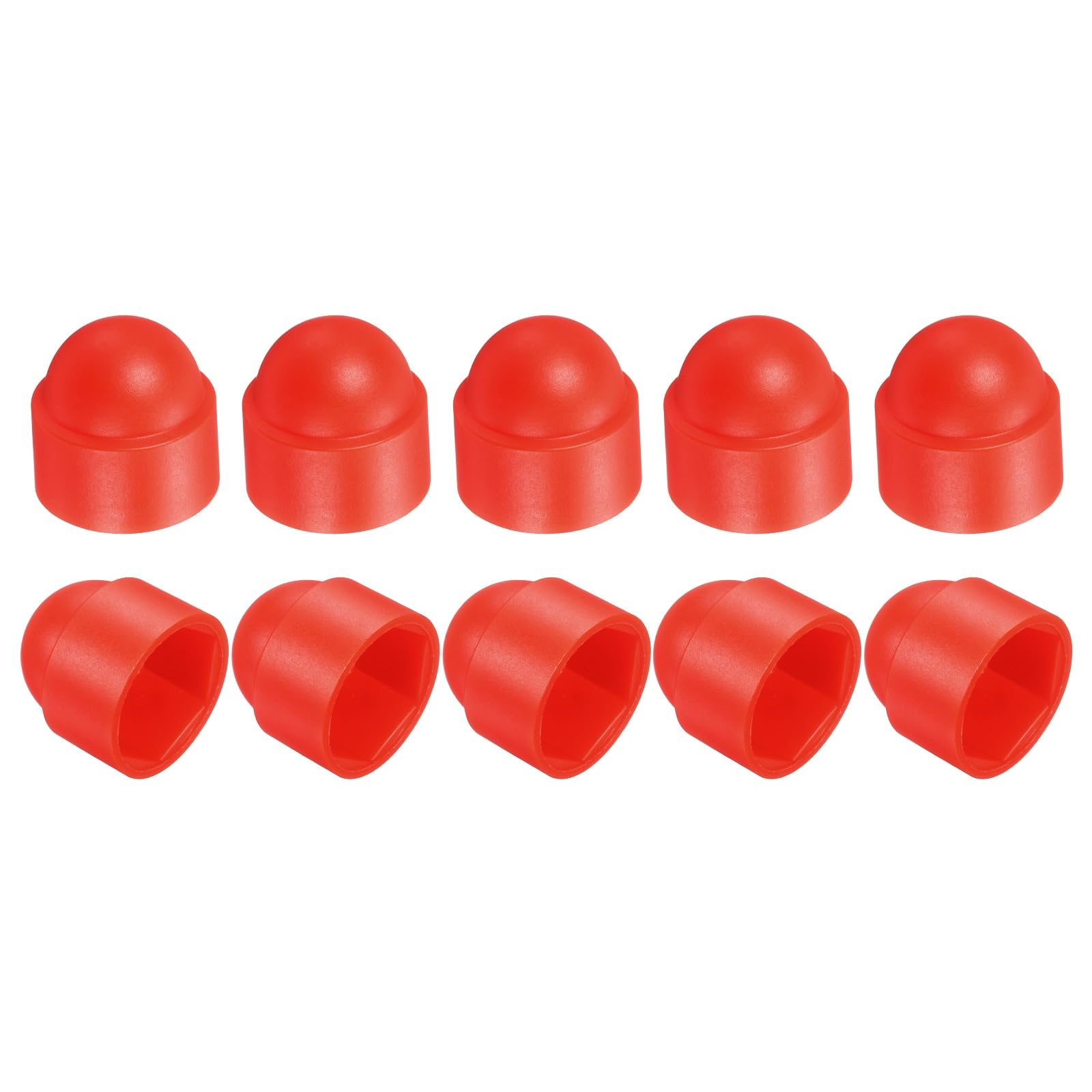sourcing map Nut Protection Cap, 10Pcs M10x17x20mm - Plastic Hexagonal Screw Protection Cap, Dome Acorn Hex Head Bolt Covers, Waterproof Decorative Caps (Red) โ image 1