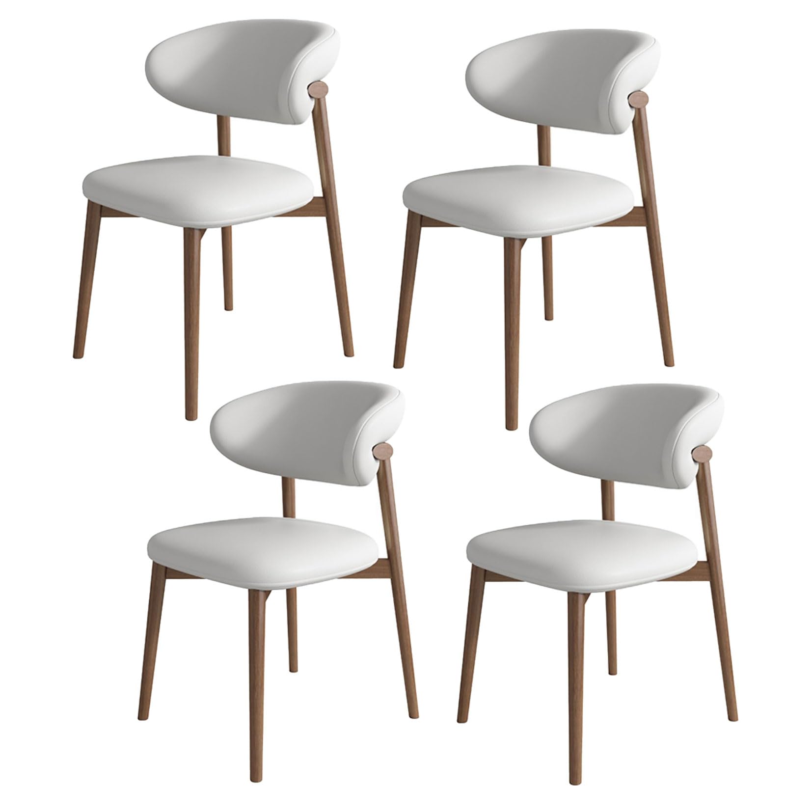 HUHJYUGE 1/4er Set Esszimmerstuhl, Modern Küchenstuhl Holz mit Rückenlehne, Sitz Aus Kunstleder Retro Polsterstuhl Wohnzimmerstuhl, Gestell Aus Massivholz (A 4)
