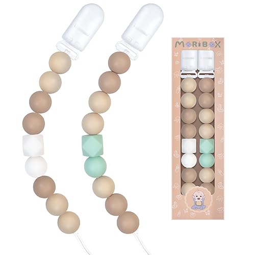 Clips para chupete para bebés niños y niñas (verde blanco)