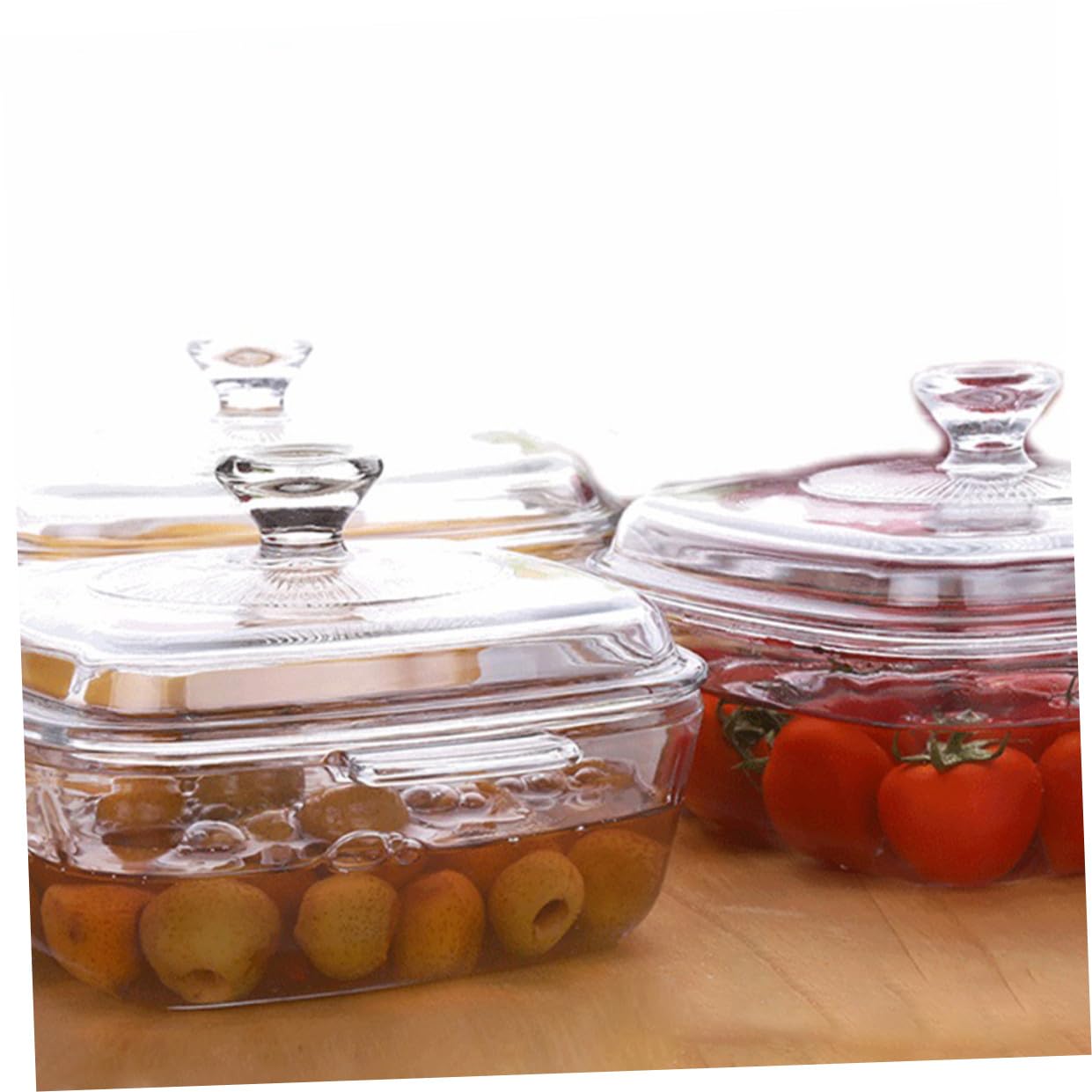 Mikinona Mikrowellen 0,8l Glasschüssel mit Deckel mit Symmetrischen Griffen aus Hitzebeständigem Glas Haushaltsschüssel Weiße Küchenglasschüssel Mikrowellengeeignet