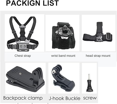 Miniatura 7 de Fotoleey Kit de accesorios para cámara corporal, montaje en el pecho de la cámara de acción portátil, correa para la cabezamano para cámara de