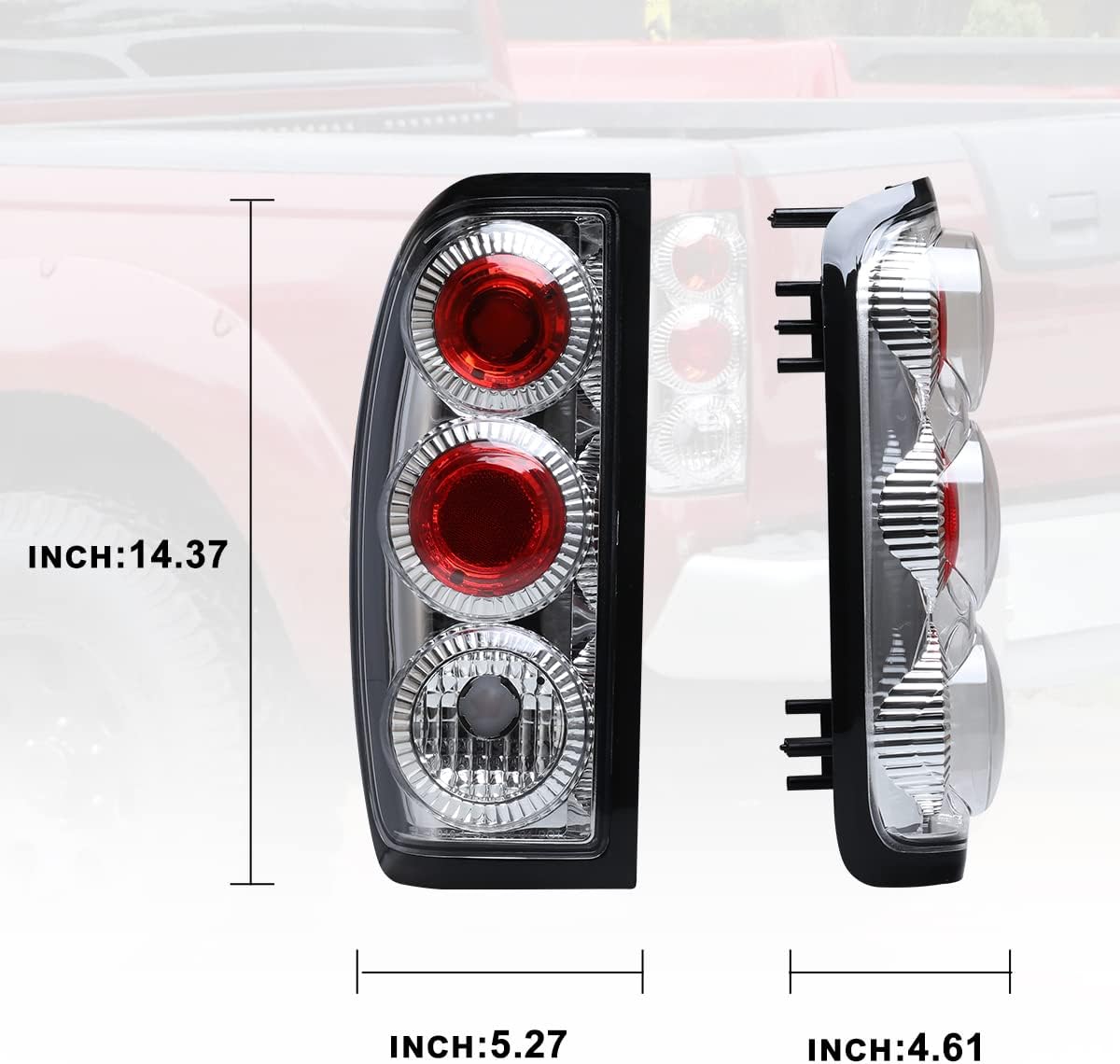 ROXX Tail lights for 1998-2004 Nissan Frontier, Taillights Cover with HD Lens, Black Housing, Tail Lamps Replacement, Passenger & Driver Side (Chrome Housing+ Clear Lens)