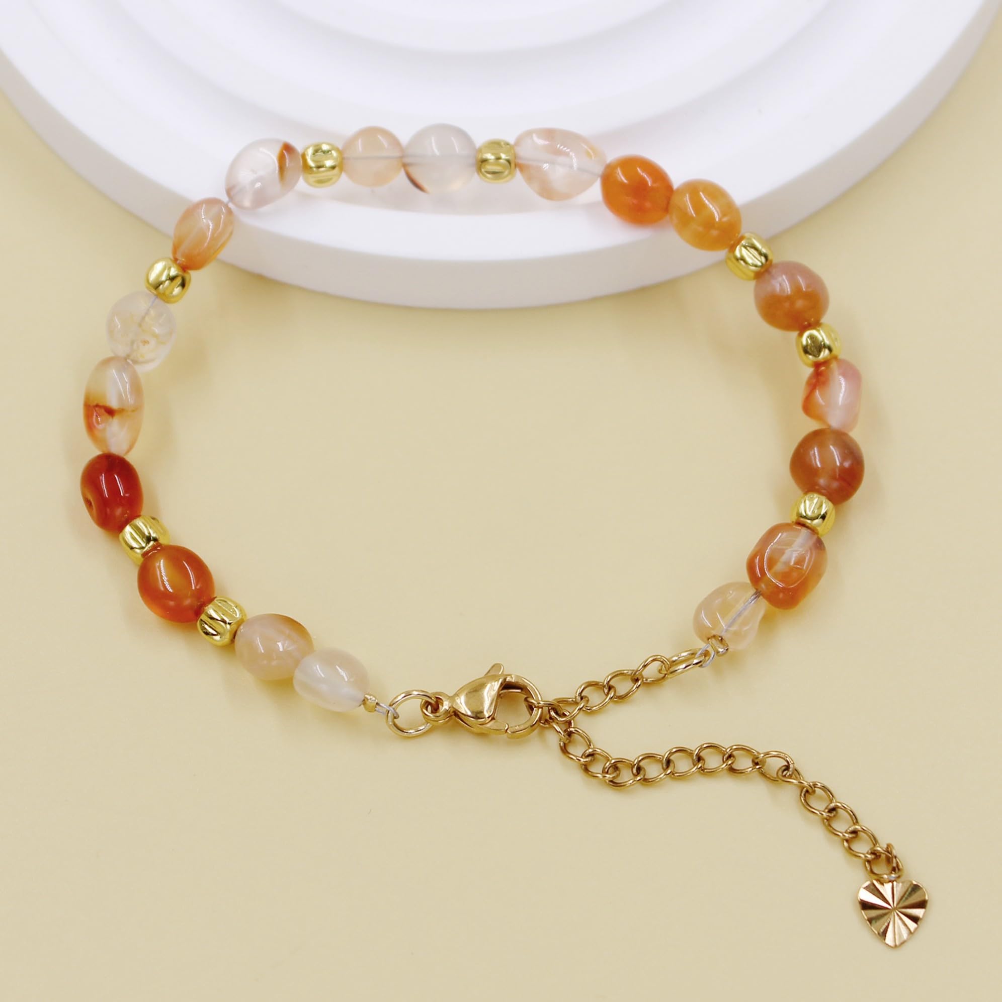 WZGWDC Unregelmäßiges verstellbares Armband aus Natursteinen mit 4 mm -Abstandsperlen – Boho-Stil-Schmuck YA5871
