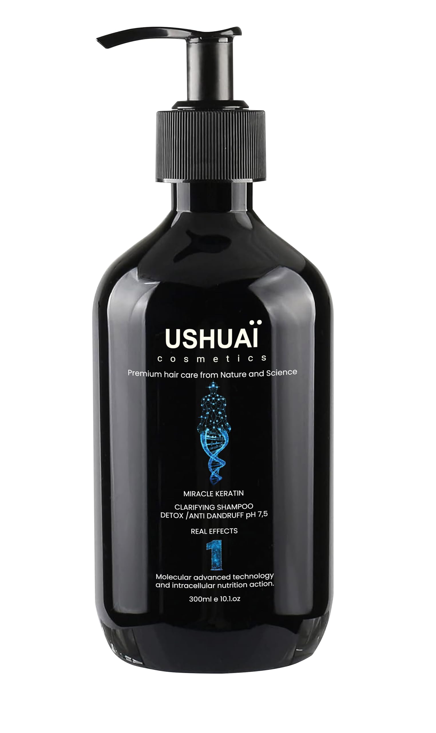 USHUAÏ MIRACLE KERATIN CLARIFYING SHAMPOO DETOX/ANTI DANDRUFF pH 7,5 (300ml), 10.1 Fl Oz (Pack of 1)