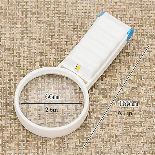 LED Light 6-krotna ręczna lupa do czytania ze szkła powiększającego 66 mm bez zniekształceń optyka Szklana soczewka HD dla seniorów Niskowidzące czytanie Książki Strony Czasopisma Gazety Produkty biu