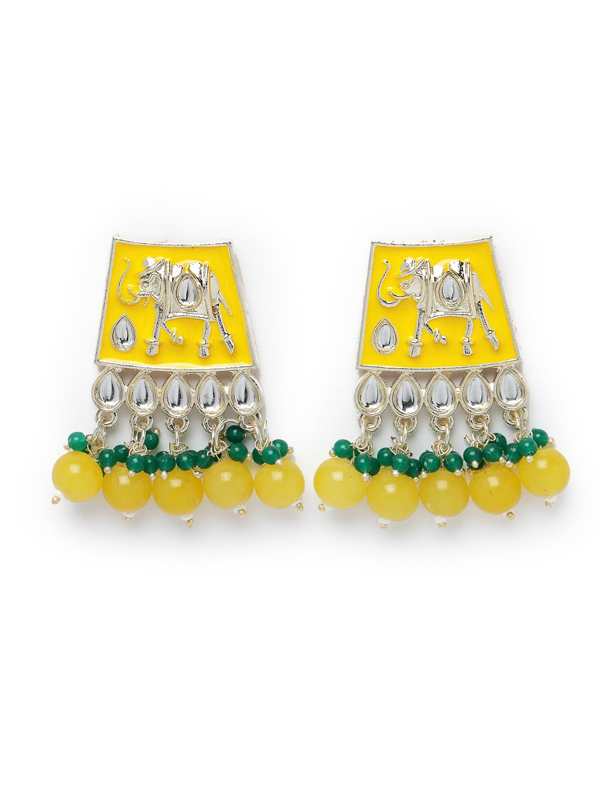 Plated Meenakari Kundan Green Collar Necklace Set
