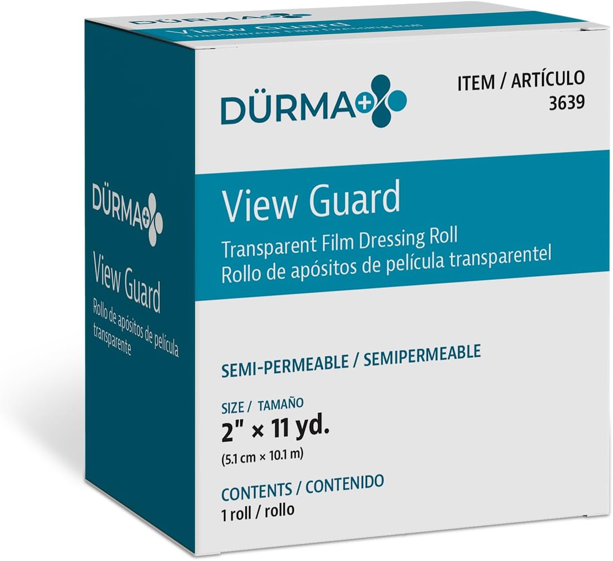 Dynarex View Guard Transparent Film Dressing Rolls | 2" x 11 yds, 1 Roll | Non-Sterile Clear Medical Tape for Wound Dressing - Tattoo Bandages and Wound Cover