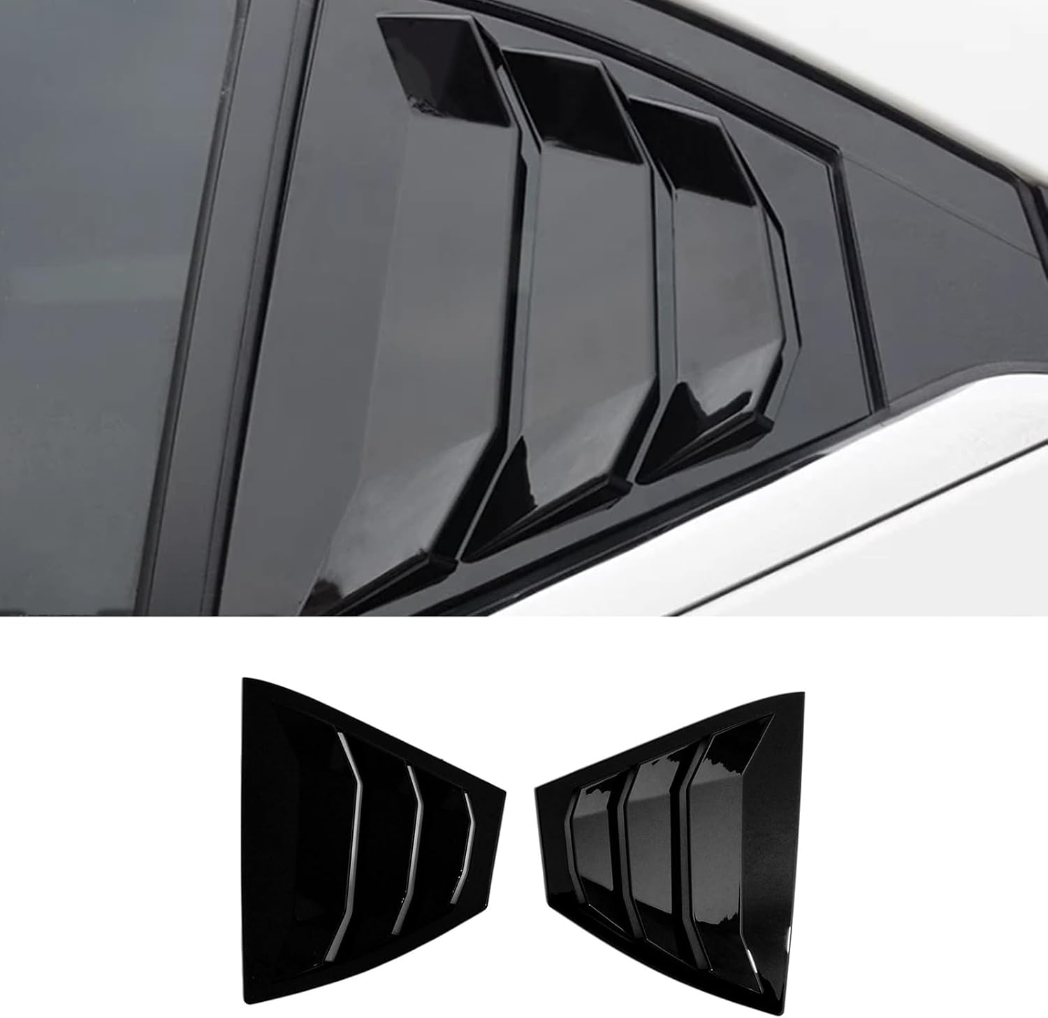 Rear Side Window Louvers Compatible with Nissan Sentra Sylphy 2020-2025 Triangular Window Louver Vent Cover Air Vent Scoop Shades Cover Blinds Trim ABS Gloss Black