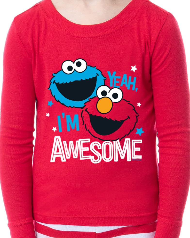 Sesame Street Toddler Girls' Elmo Cookie Monster I'm Awesome 2 Piece Long Sleeve Pajama Set3