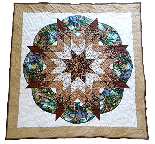 Mountain High Crafts Jungle Safari Animal Baby Toddler Quilt, Star Design, 46