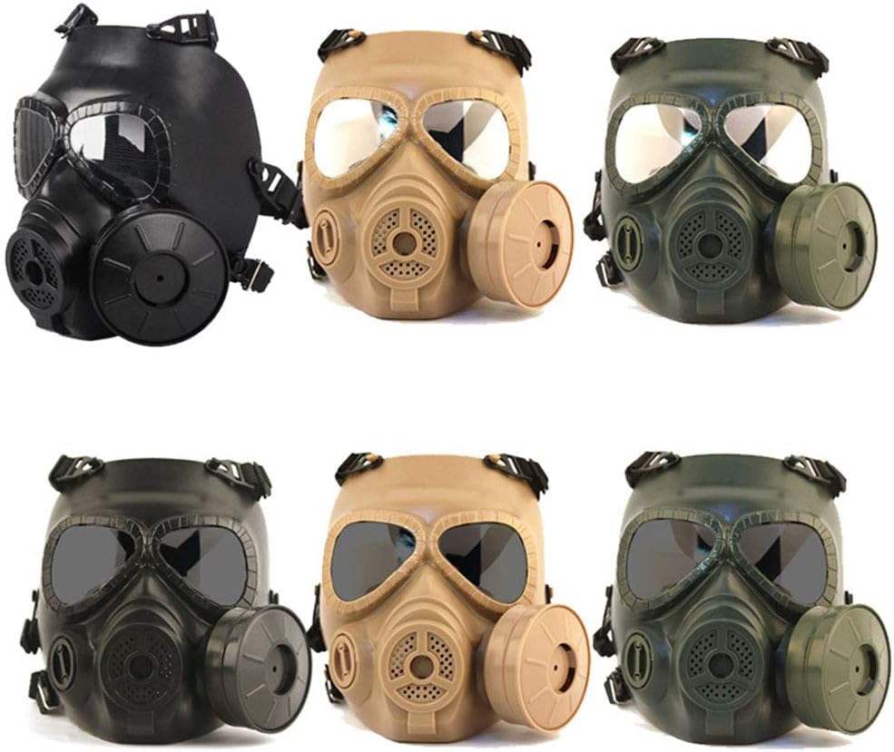 Outdoor Paintball Shooting Face Protection Gear Tactical Full Face Anti Fog Paintball PC Mask with Air Filtration Fan