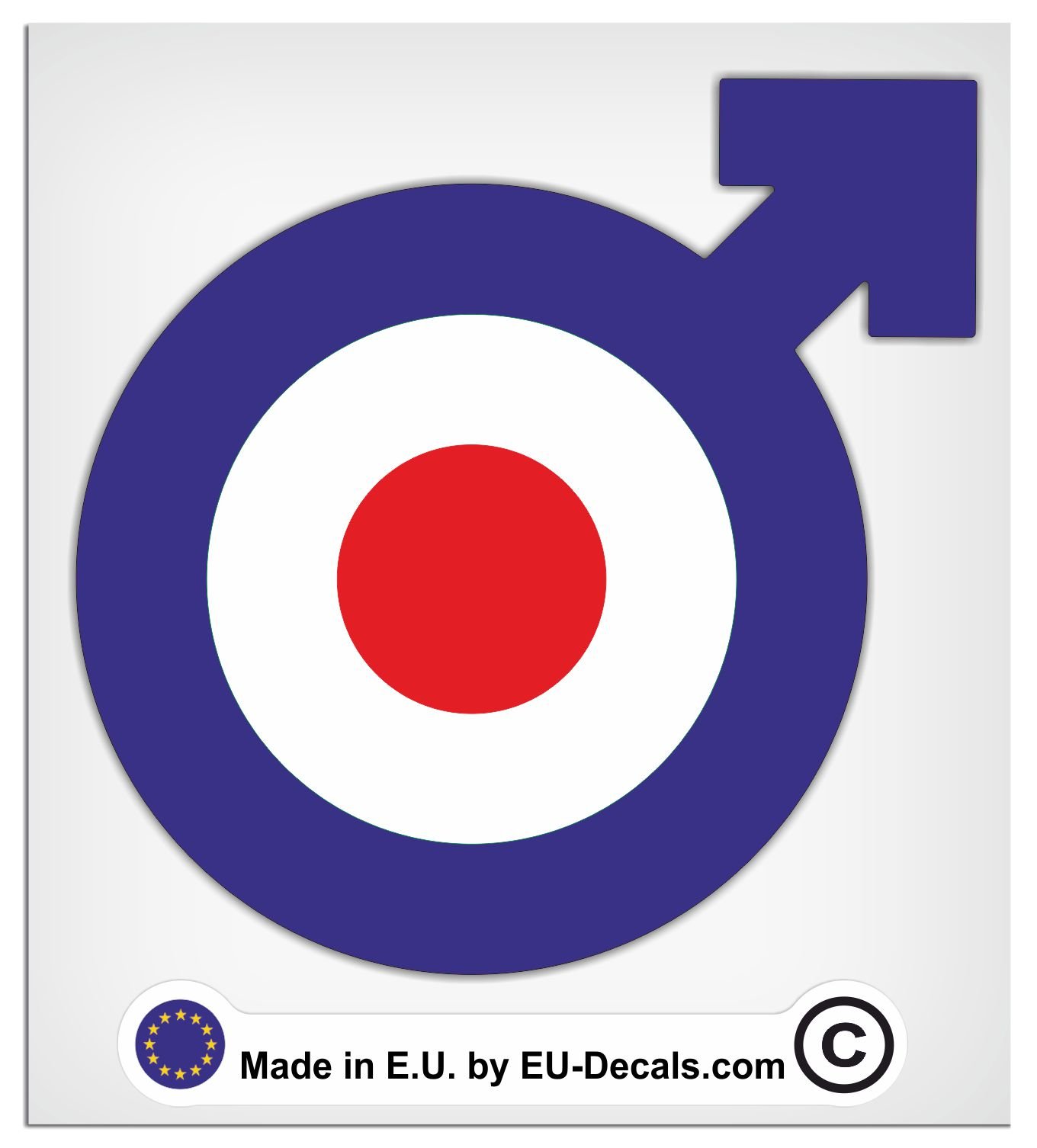 100mm-4'' Male Symbol Blue Target mod Laminated Decal Sticker