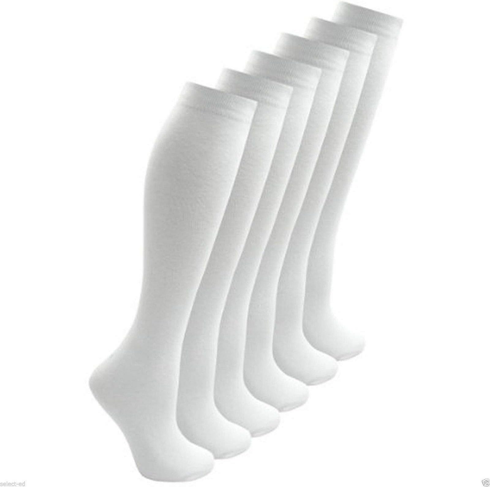 6 Pairs Womens ladies Girls long Cotton Knee High Socks Breathable Smooth Grip Top Socks Plain Knitted UK Size 4-8 Eu 37-42