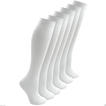 Bonjour® 6 Pairs Womens ladies Girls long Cotton Knee High Socks Breathable Smooth Grip Top Socks Plain Knitted UK Size 4-8 Eu 37-42
