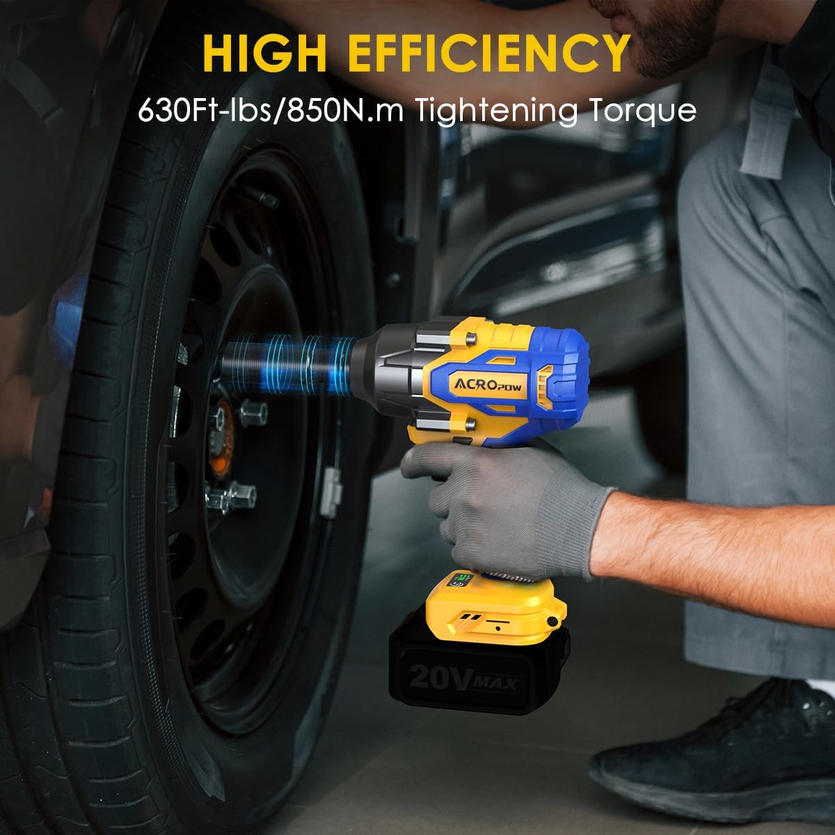 Cordless Impact Wrench Compatible with DEWALT 20V MAX Battery, 1/2 Inch Brushless High Torque Power Impact Gun 665 Ft-lbs(900 N.m) with 3-Mode Speed, LED Light (Bare Tool Only)